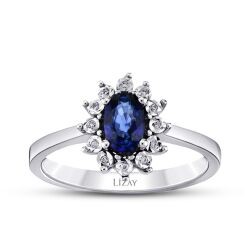 0,56 Karat Diamant Saphir Ring