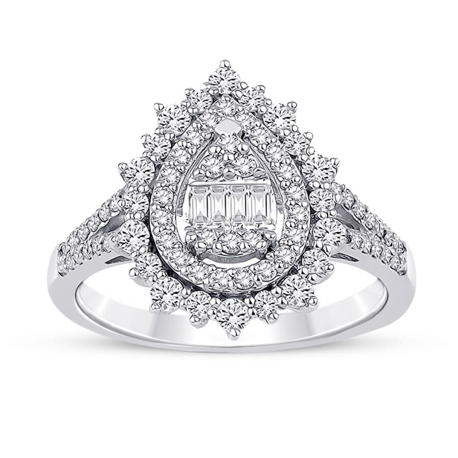 0.67 Carat Diamond Pear Baguette Ring