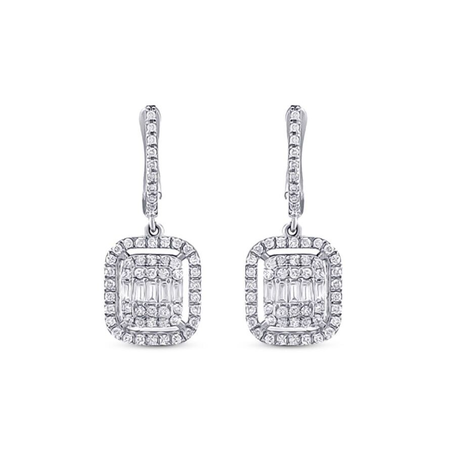 0.79 Carat Diamond Baguette Earrings