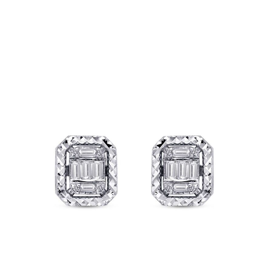 0.17 Carat Diamond Baguette Earrings