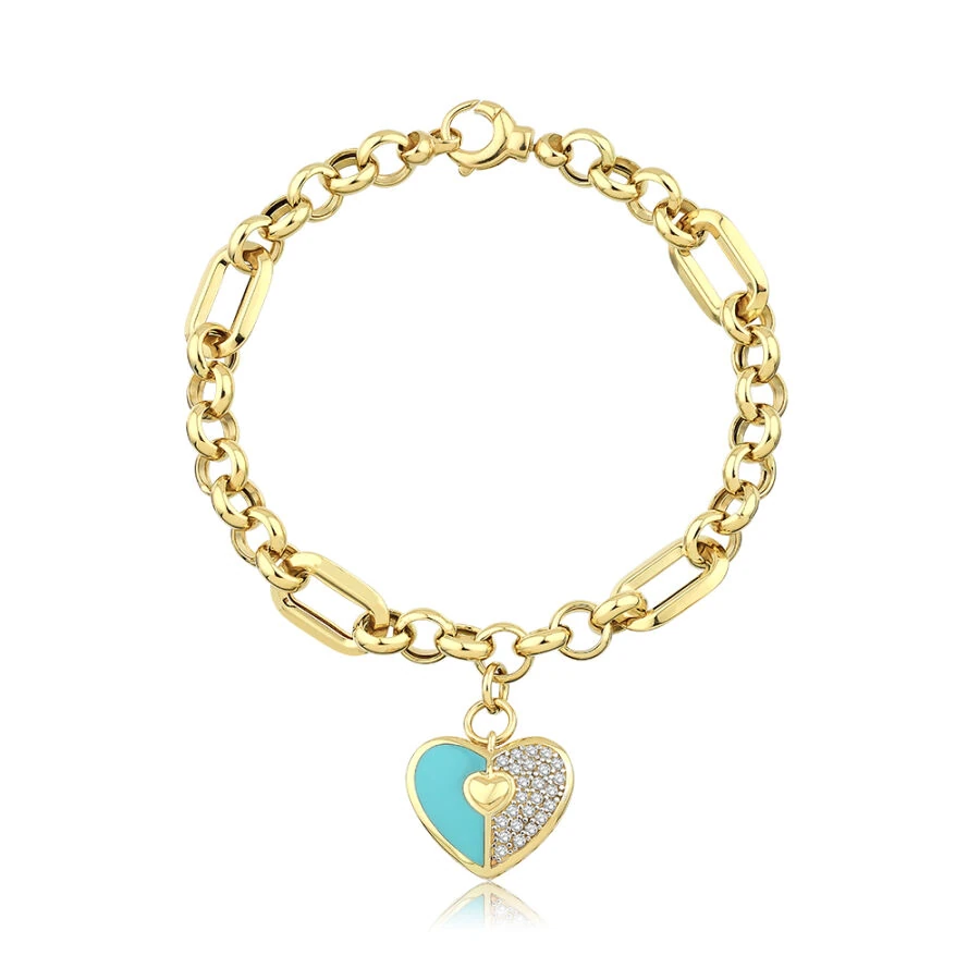 Gold Green Heart Trend Bracelet
