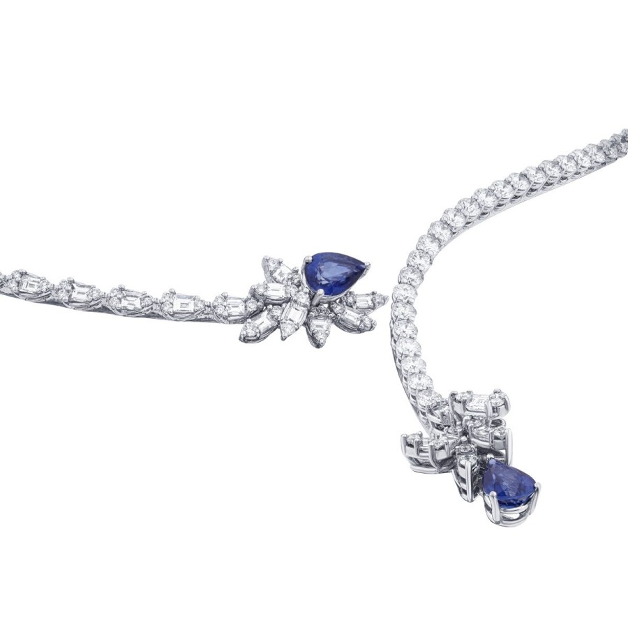 9.71 Carat Diamond Sapphire Necklace