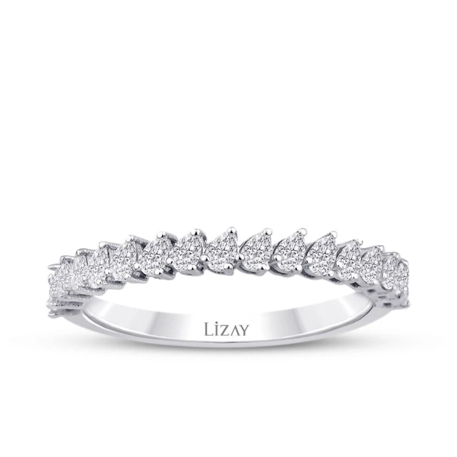 0.55 Carat Diamond Pear Half-Eternity Ring