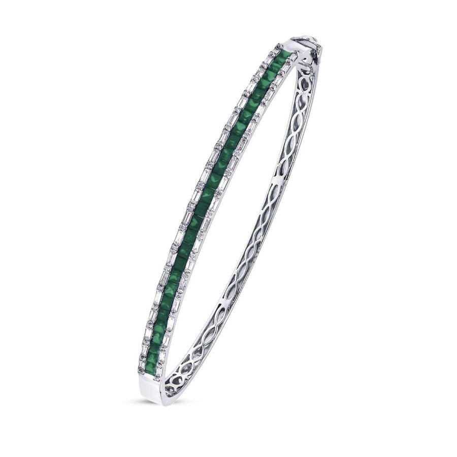 2.18 Carat Diamond Emerald Bangle