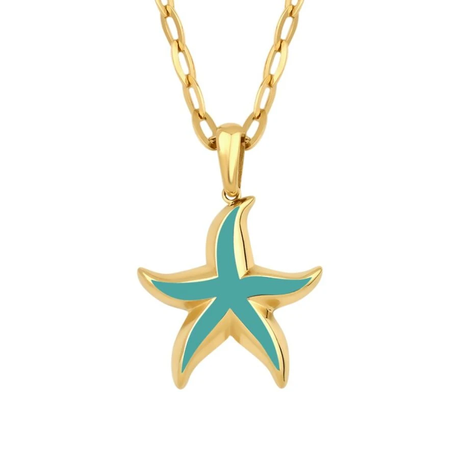 Gold Turquoise Starfish Necklace