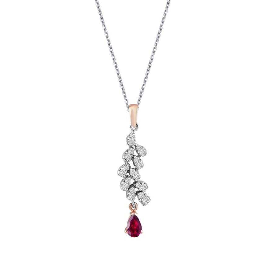 0.41 Carat Diamond Ruby Necklace