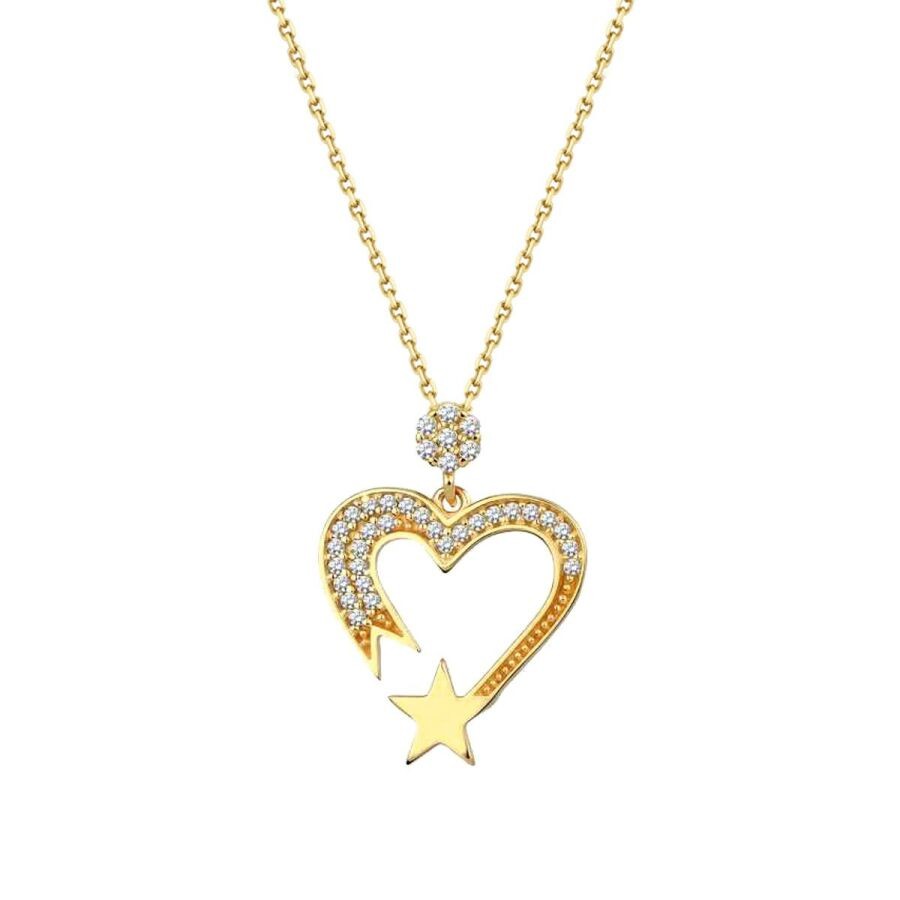 Gold Heart Star Necklace