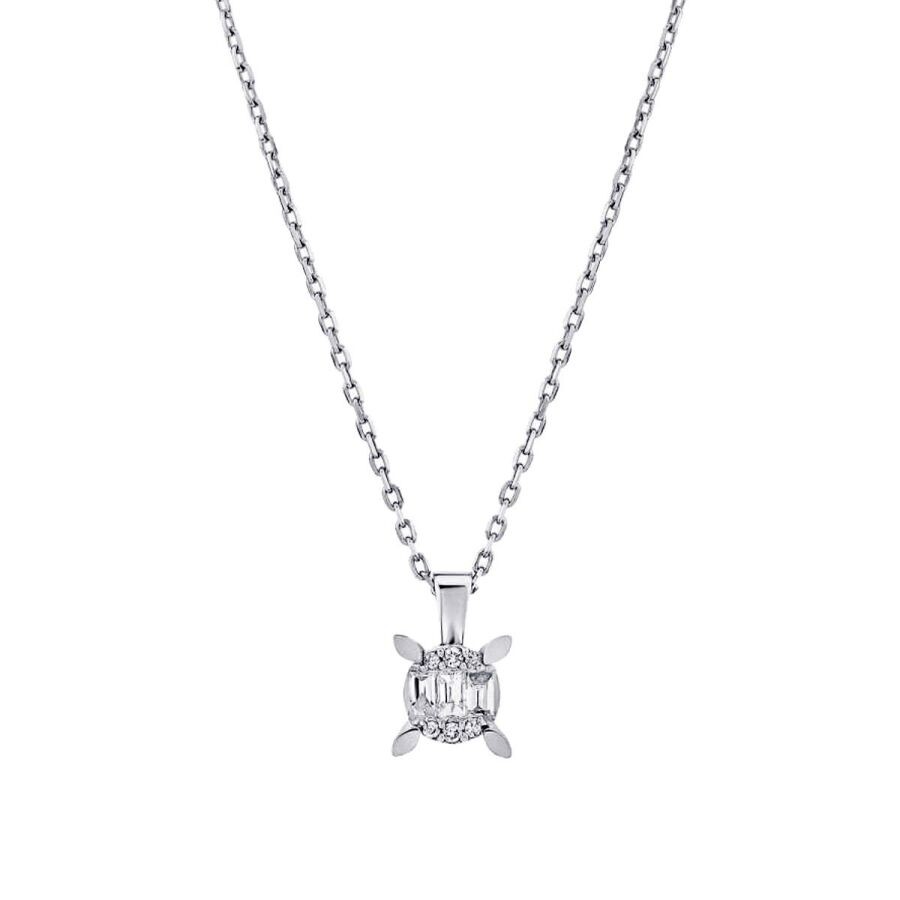 0.08 Carat Diamond Baguette Solitaire Necklace
