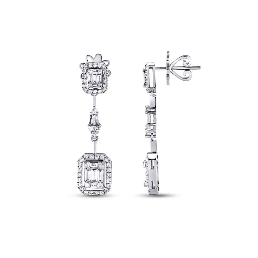 1.00 Carat Diamond Baguette Earrings