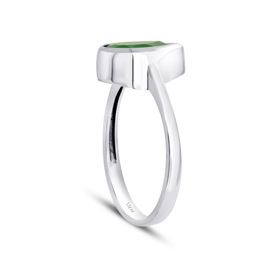 Gold Green Stone Drop Ring