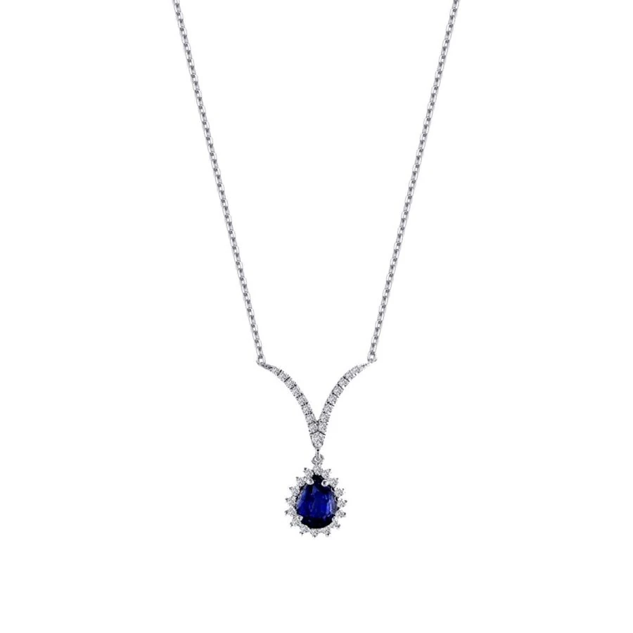 0.95 Carat Diamond Sapphire Necklace