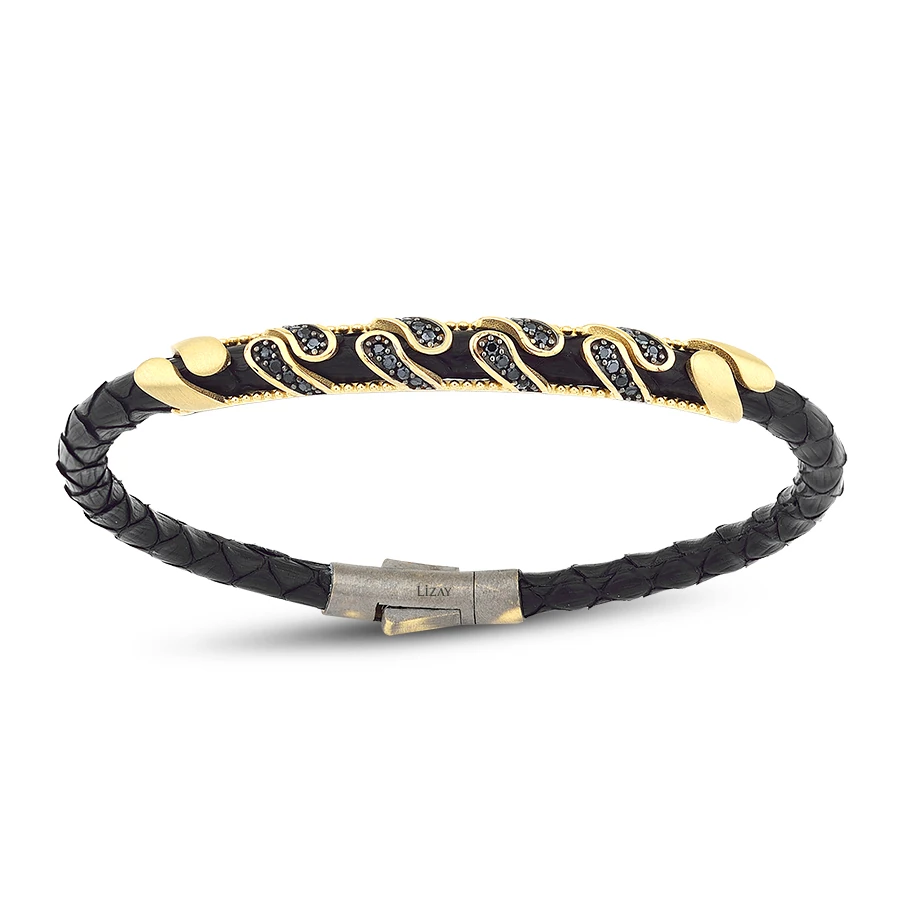 Gold Black Stone Men’s Bracelet