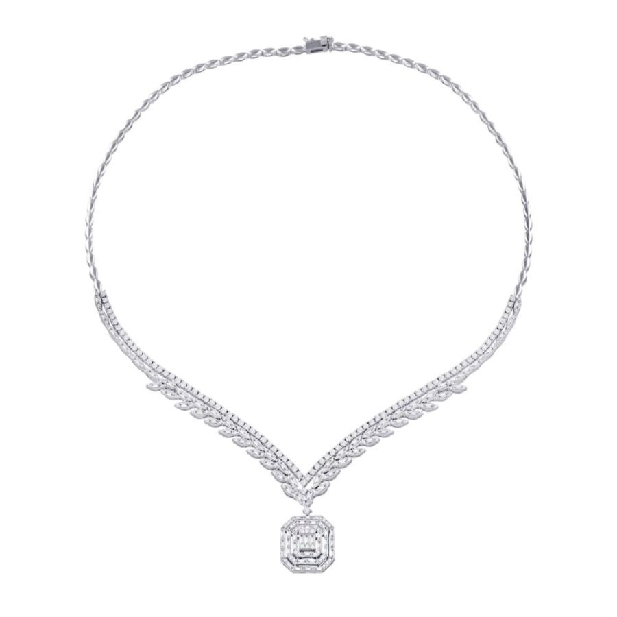 6,89 Karat Diamant Baguette Collier