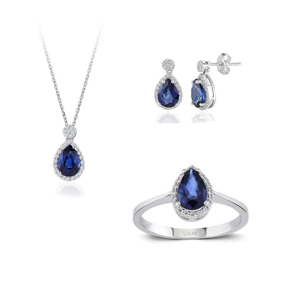 3.41 Carat Diamond Sapphire Set