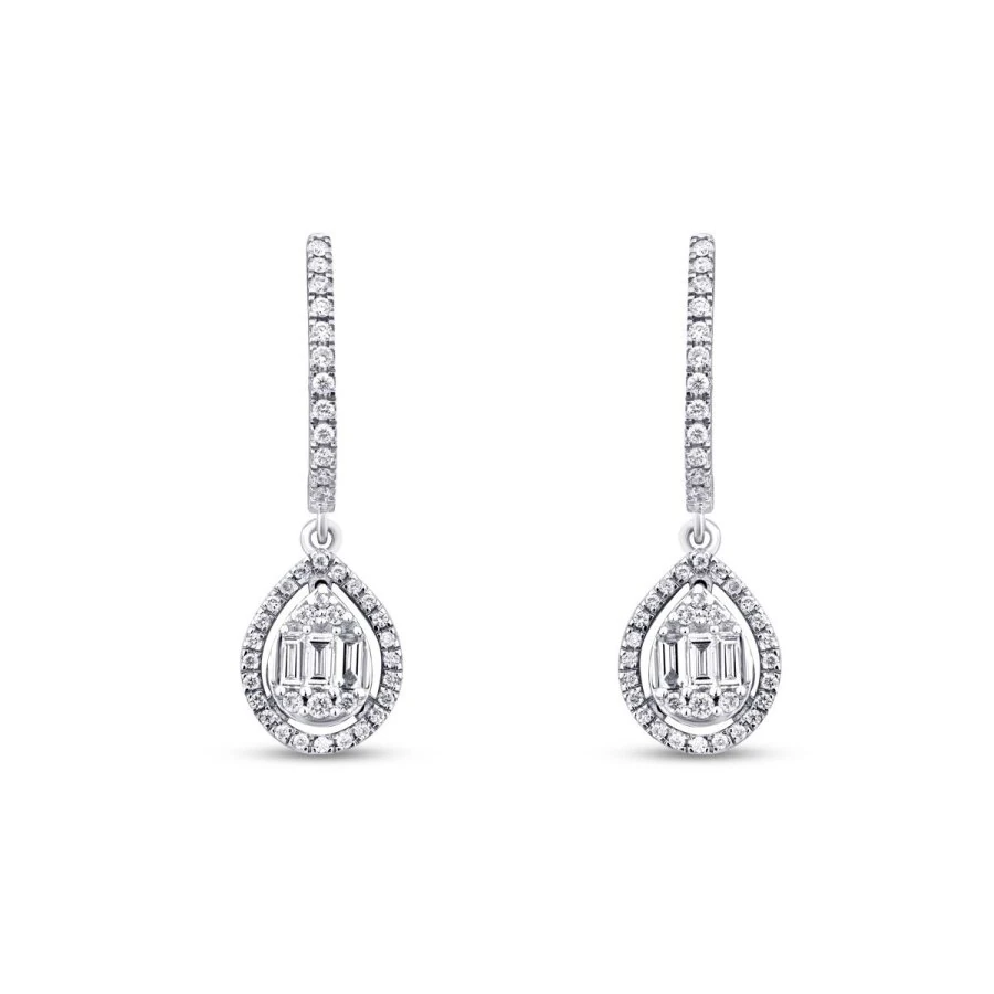 0.43 Carat Diamond Pear Baguette Earrings
