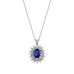 1.54 Carat Diamond Sapphire Necklace