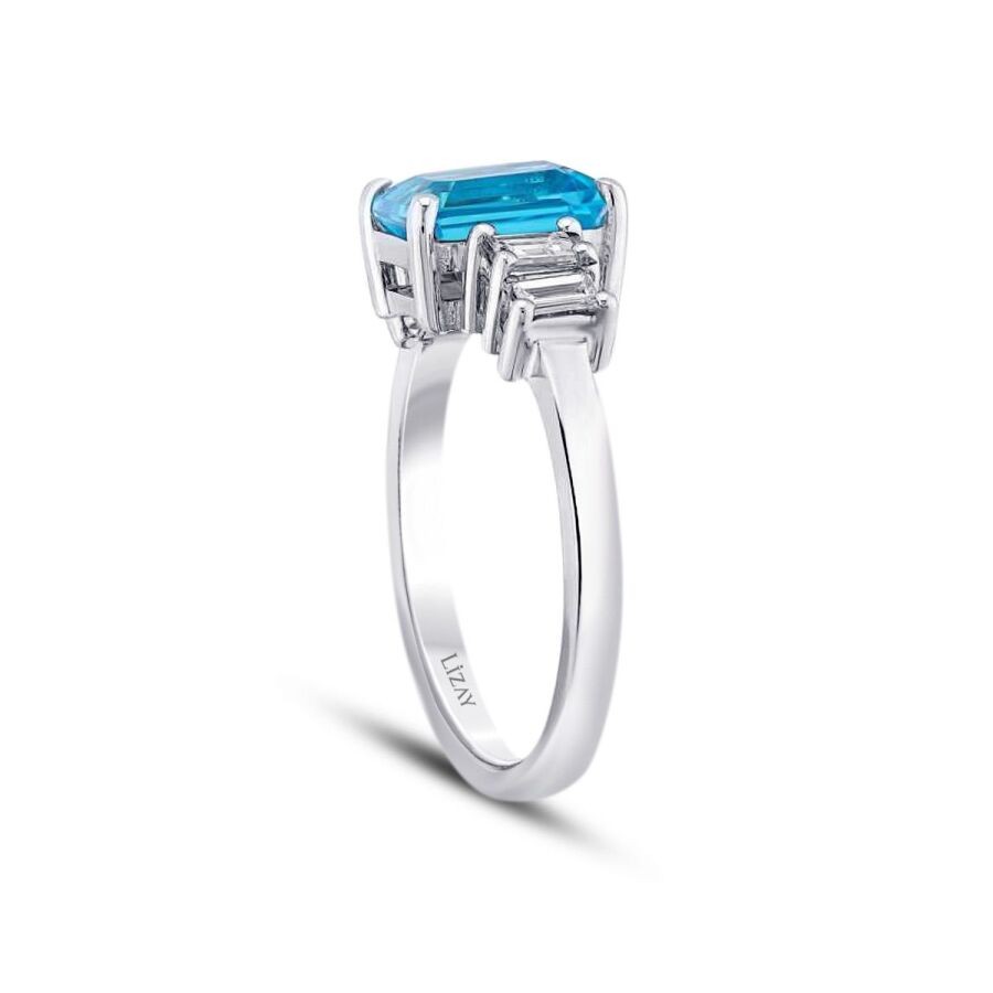 2,44 Karat Diamant Blauer Topas Ring