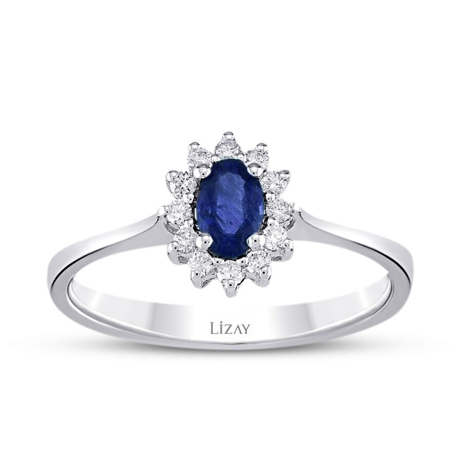 0.44 Carat Diamond Oval Sapphire Ring