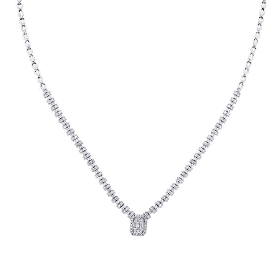 1.56 Carat Diamond Baguette Necklace