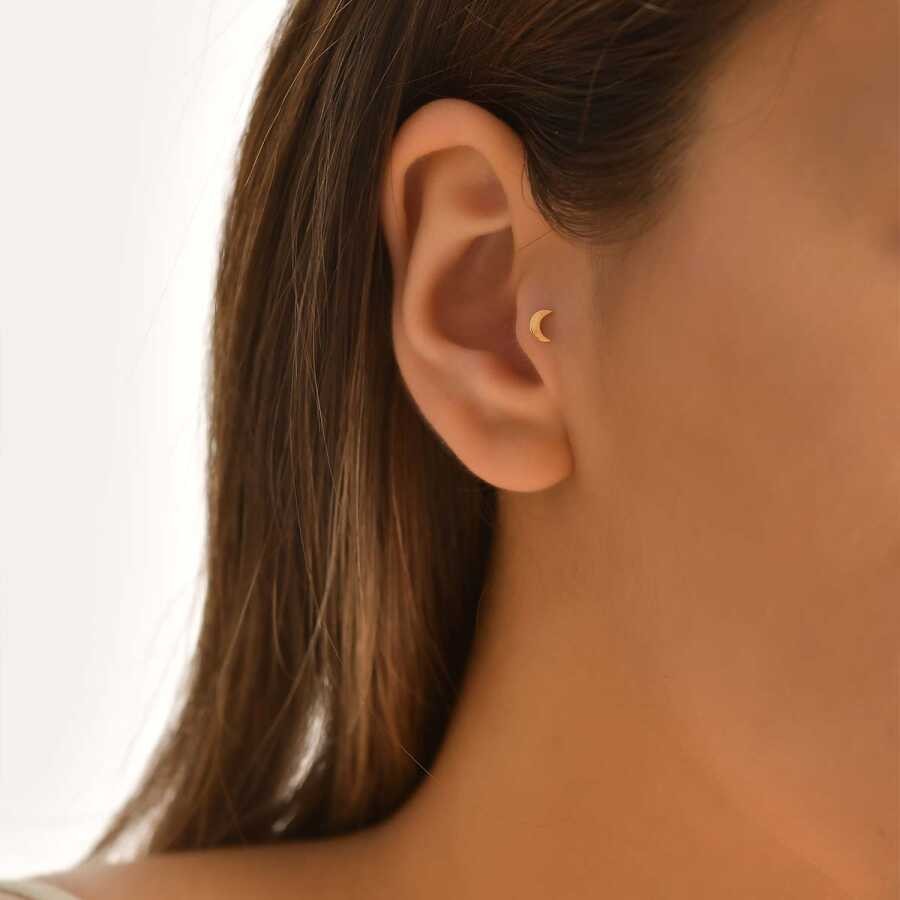 Gold Moon Tragus Earring