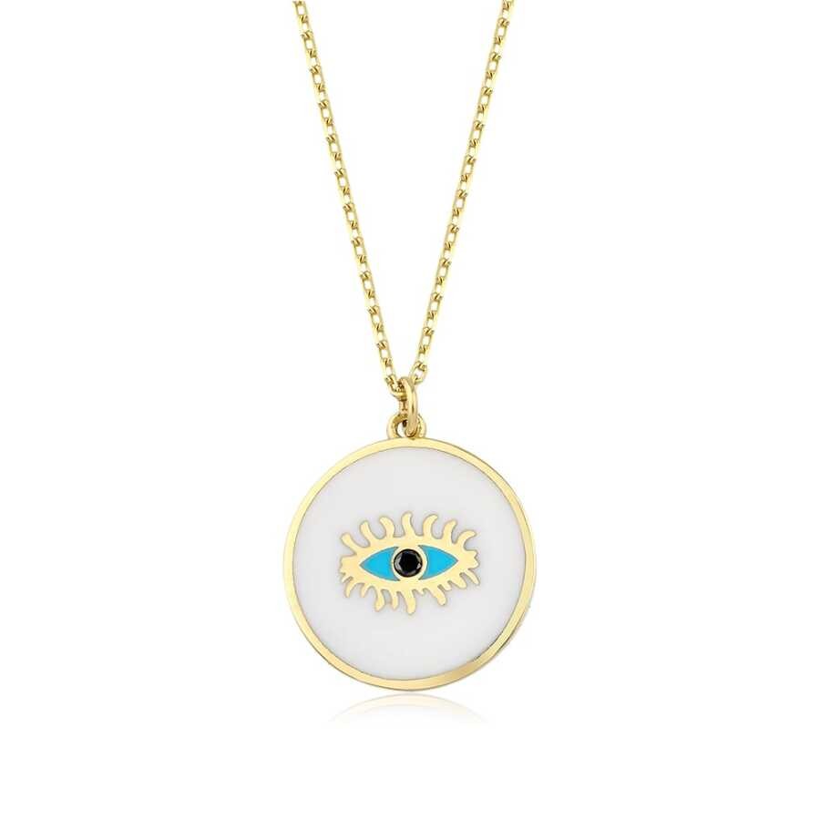 Gold Enamel Eye Necklace