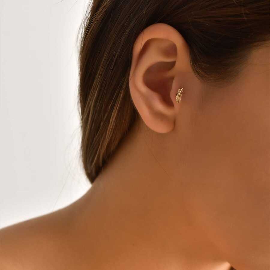 Gold Leaf Tragus Earring