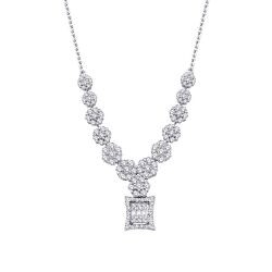 0.69 Carat Diamond Flower Baguette Necklace