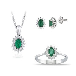 2,35 Karat Diamant Smaragd Set