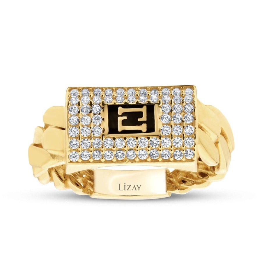 Gold Stone Chain Ring