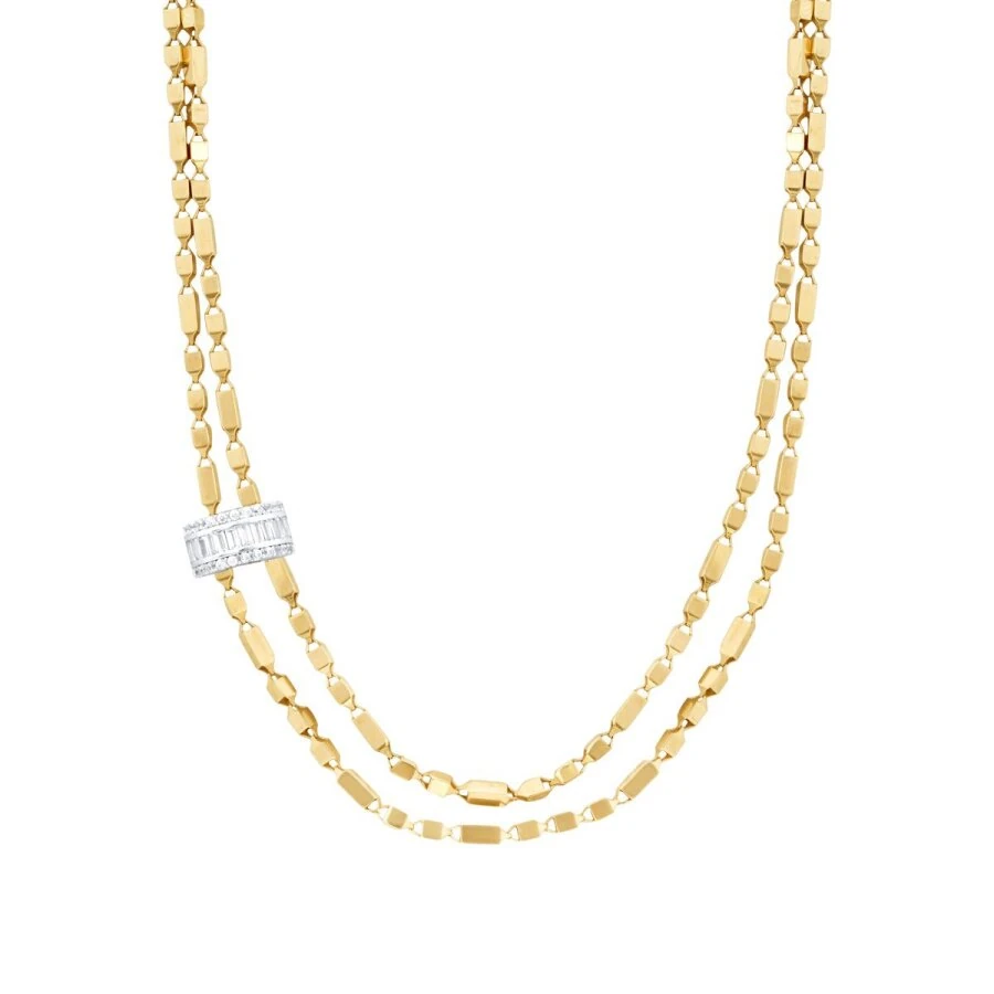 Gold Chain Baguette Necklace