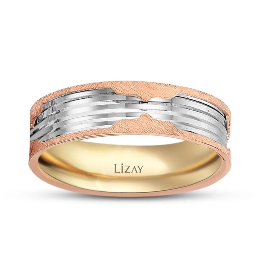 Gold Two-Tone Modern Wedding Band
