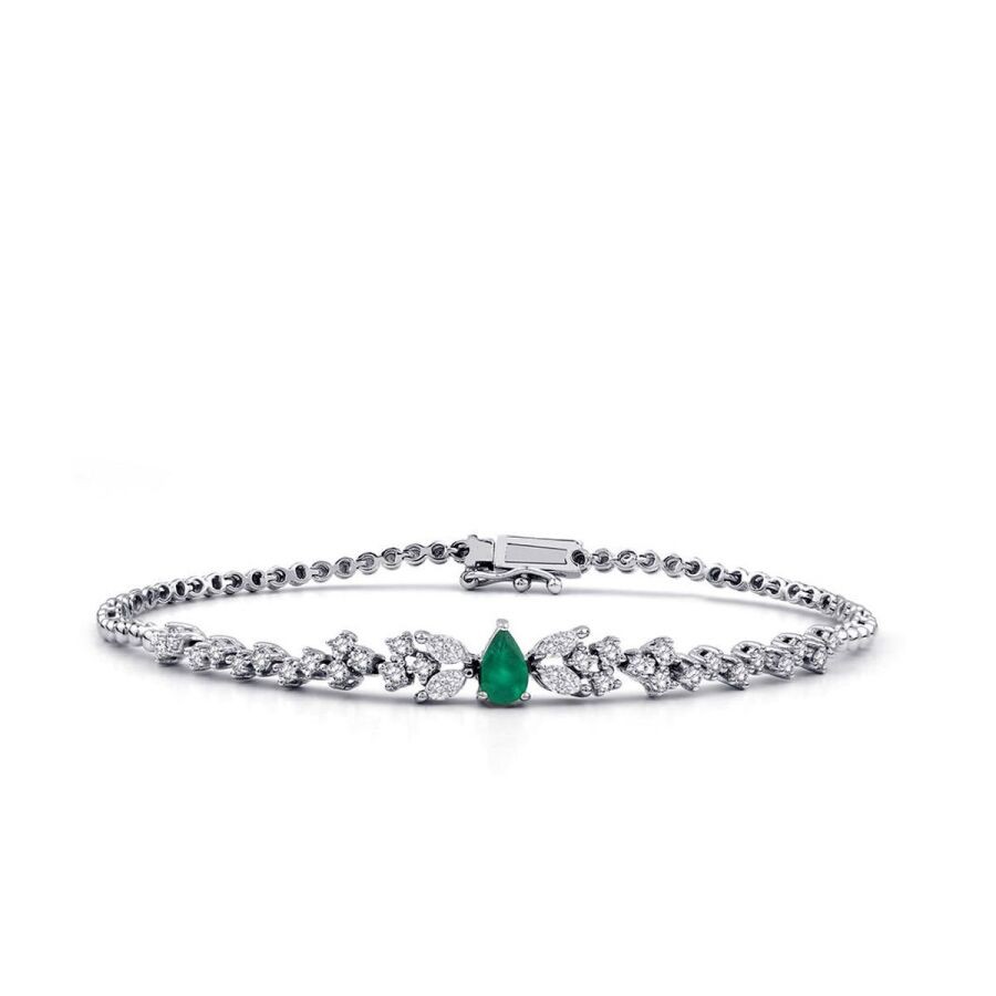 1.24 Carat Diamond Emerald Bracelet