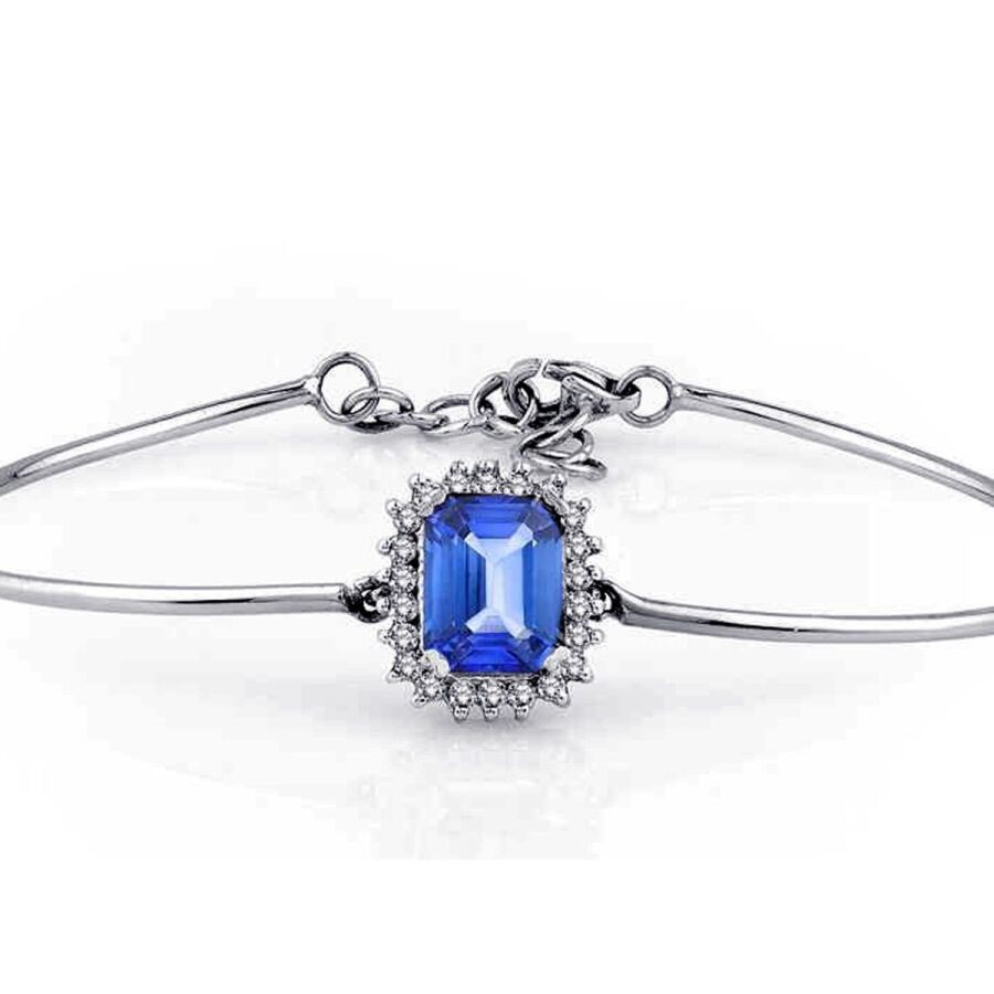 3.13 Carat Diamond Sapphire Bangle