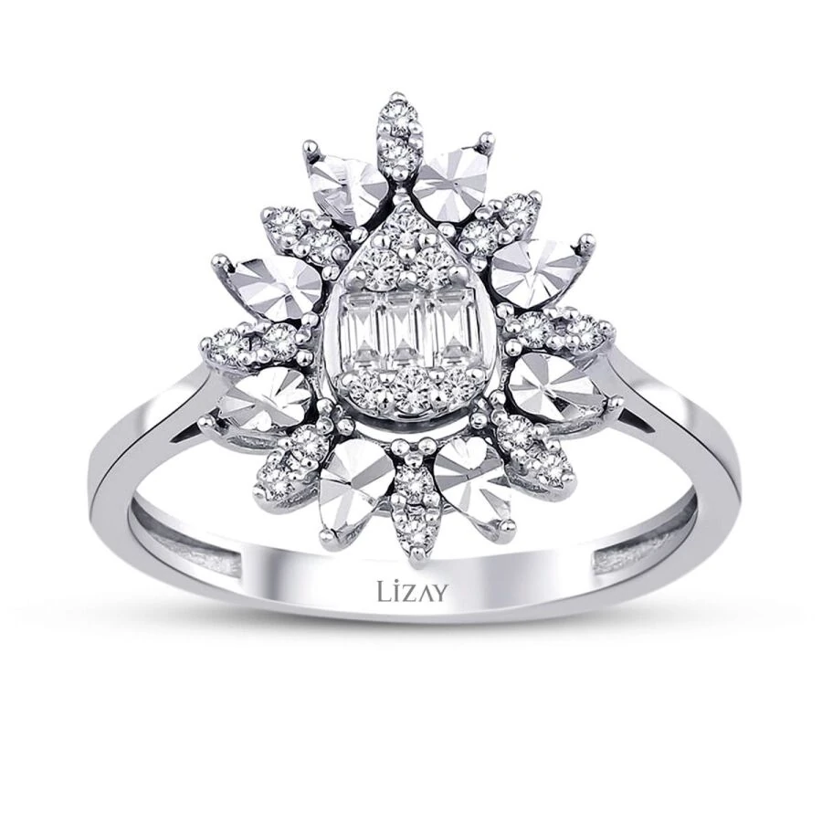 0.20 ct. Diamant Tropfen Baguette Ring