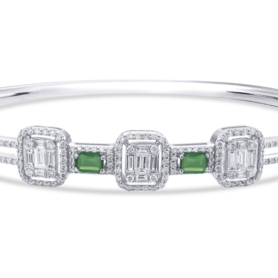 1,68 Karat Diamant Baguette Smaragd Armreif