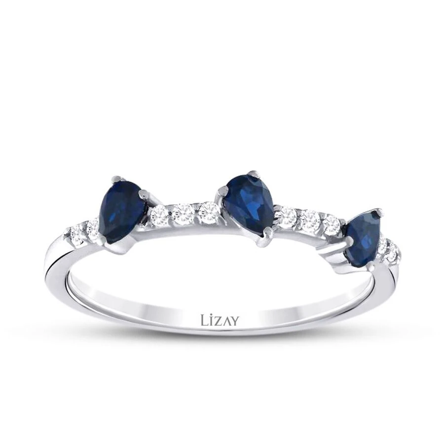 0.46 Carat Diamond Sapphire Ring