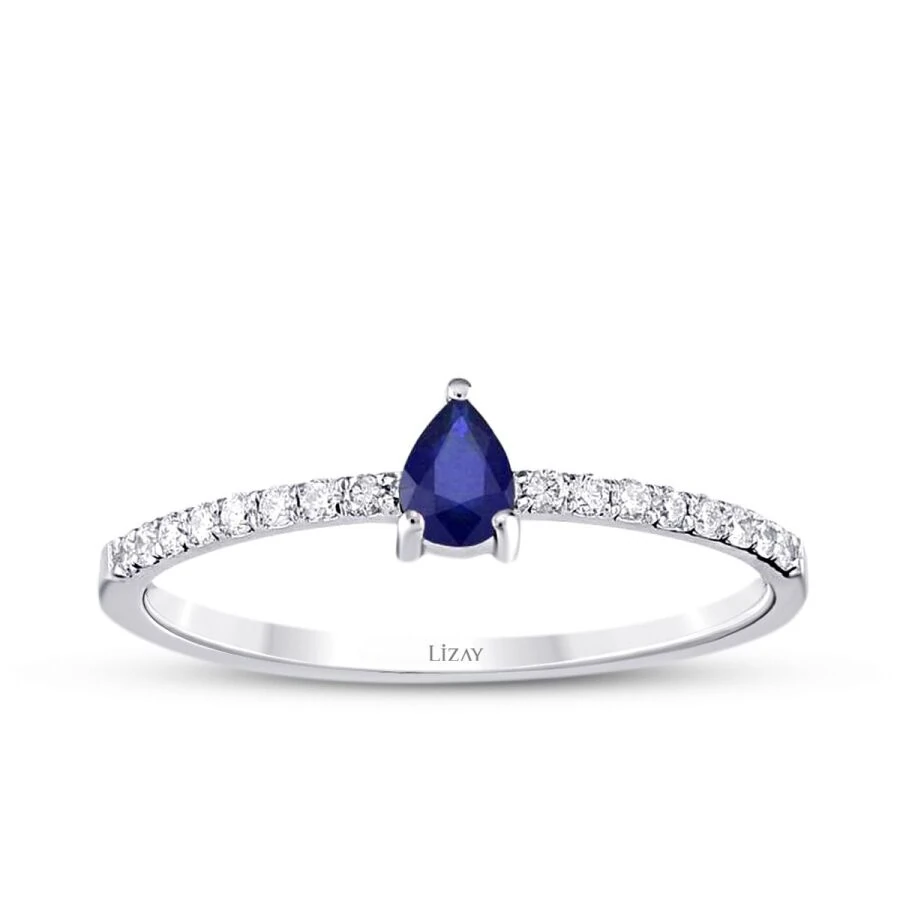 0.36 Carat Diamond Pear Sapphire Ring