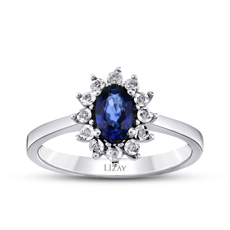 0.56 Carat Diamond Sapphire Ring