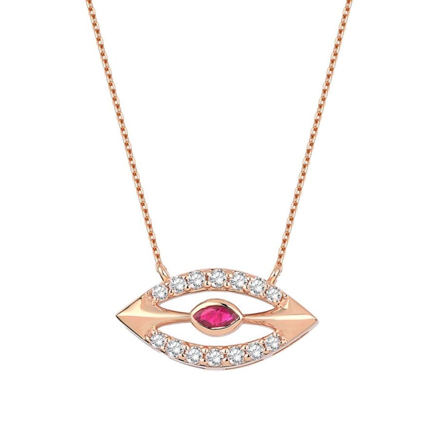 0.31 Carat Diamond Ruby Necklace