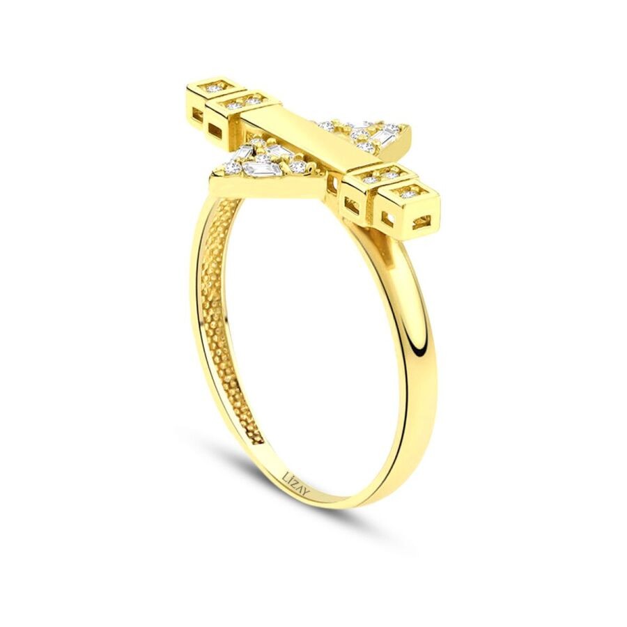 Gold Triangle Baguette Ring