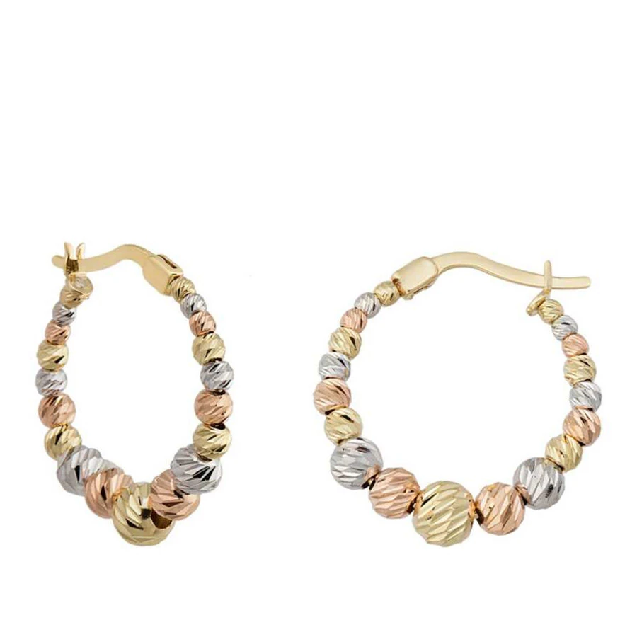 Gold Three-Tone Doric Hoop Earrings