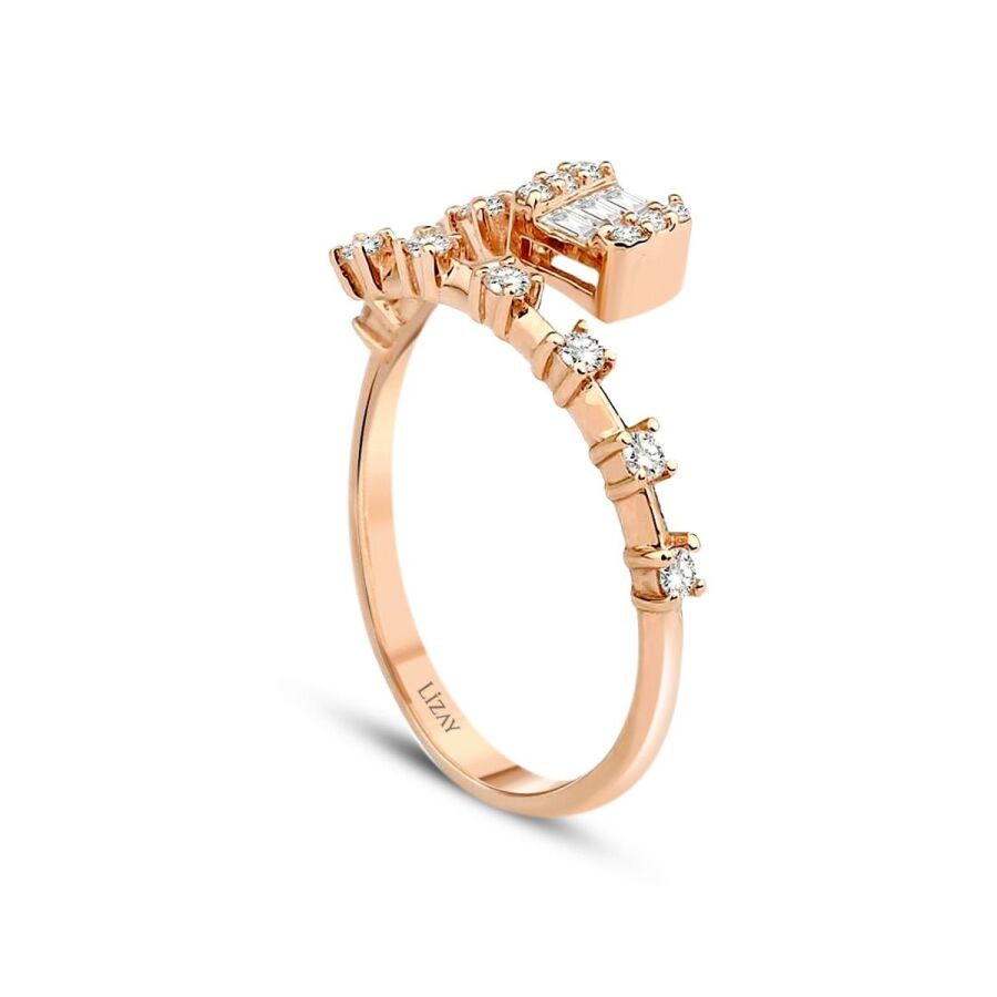 0.24 Carat Diamond Rose Gold Baguette Ring