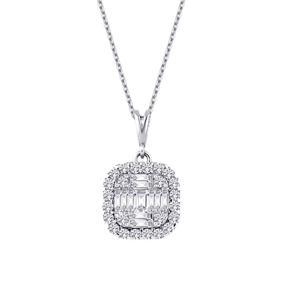 0.46 Carat Diamond Baguette Necklace