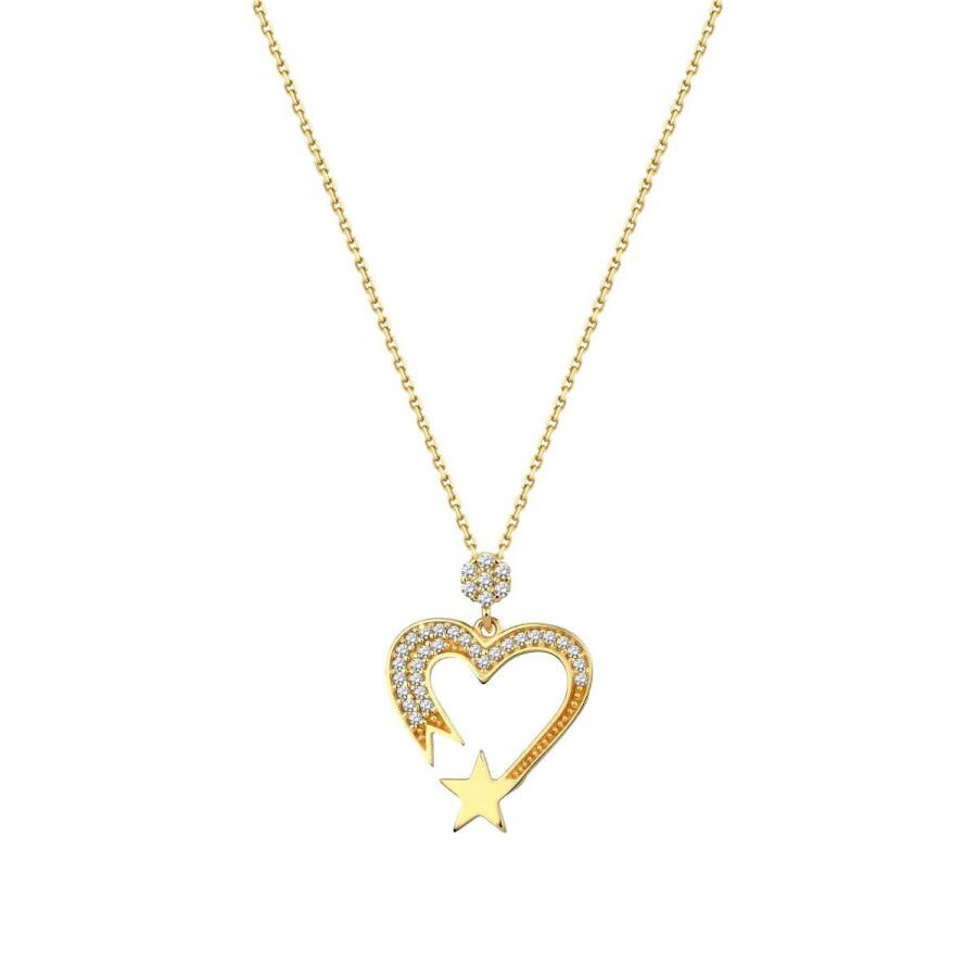 Gold Heart Star Necklace
