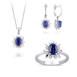 3.06 Carat Diamond Sapphire Set