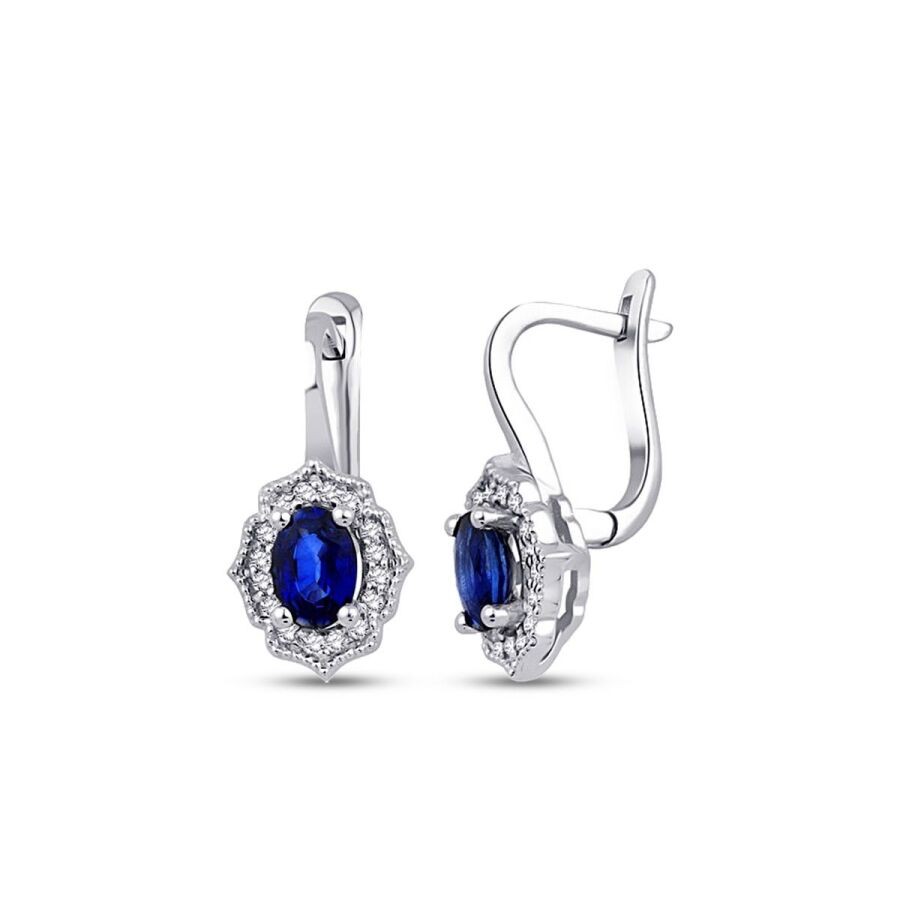 1.13 Carat Diamond Sapphire Earrings