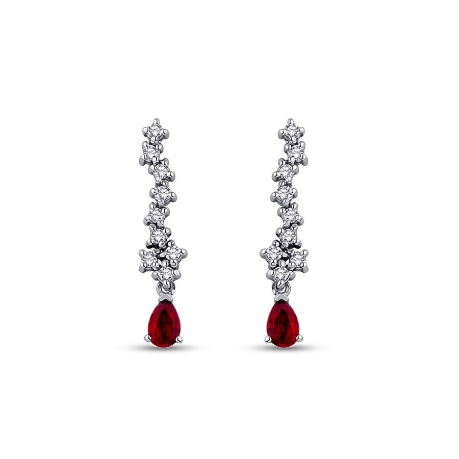 0.84 Carat Diamond Ruby Earrings