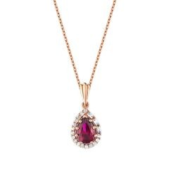 1.18 Carat Diamond Pear Ruby Necklace