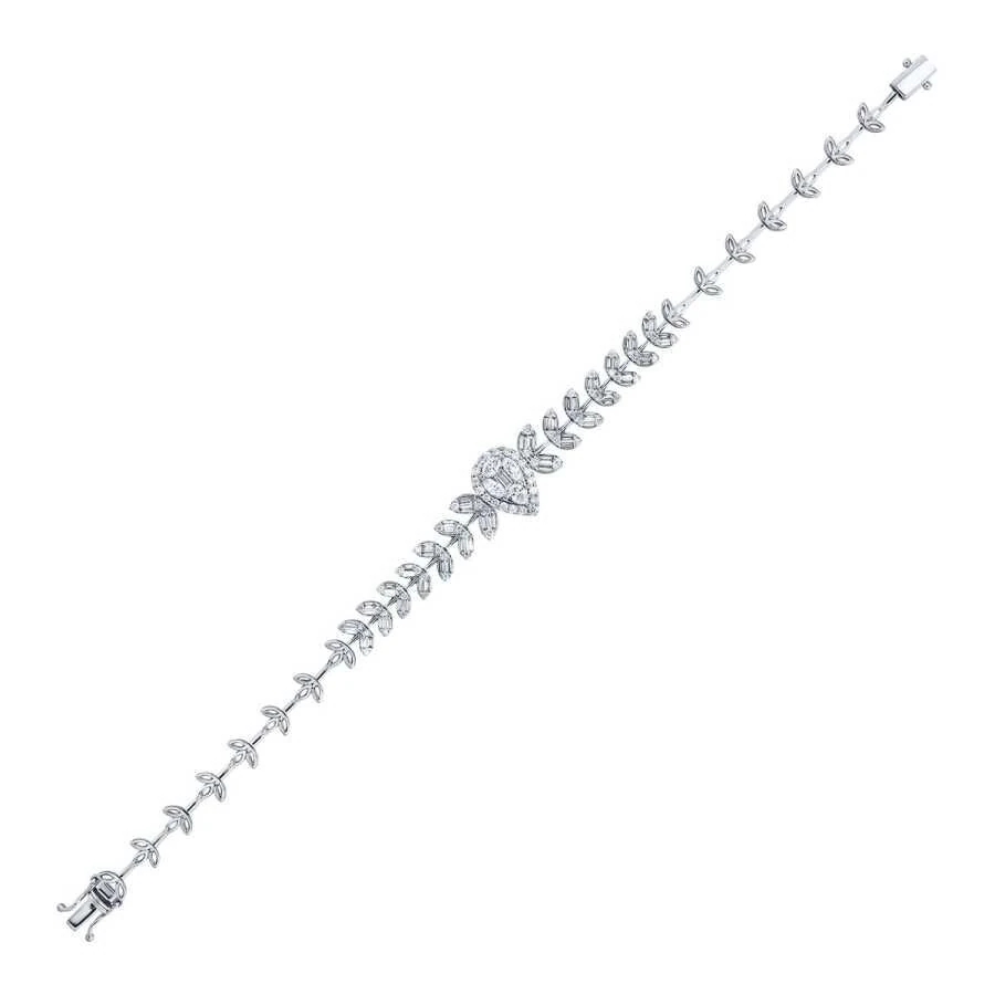 1.47 Carat Diamond Baguette Pear Bracelet