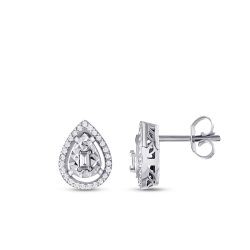 0.21 Carat Diamond Pear Baguette Earrings